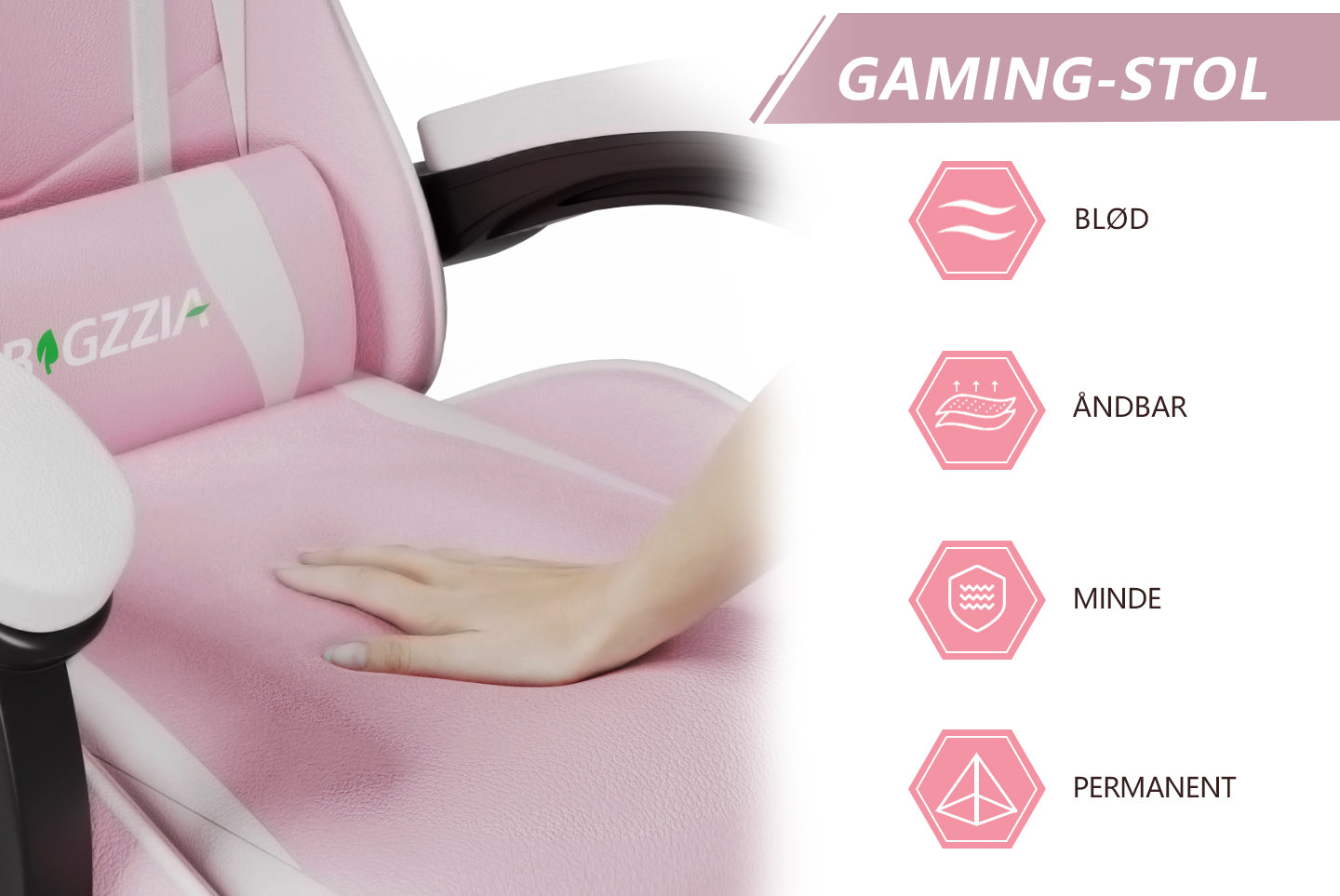 Gamingstol Ergonomisk design med nakkestøtte og lændepude Drejelig kontorstol i PU-læder til hjemmet