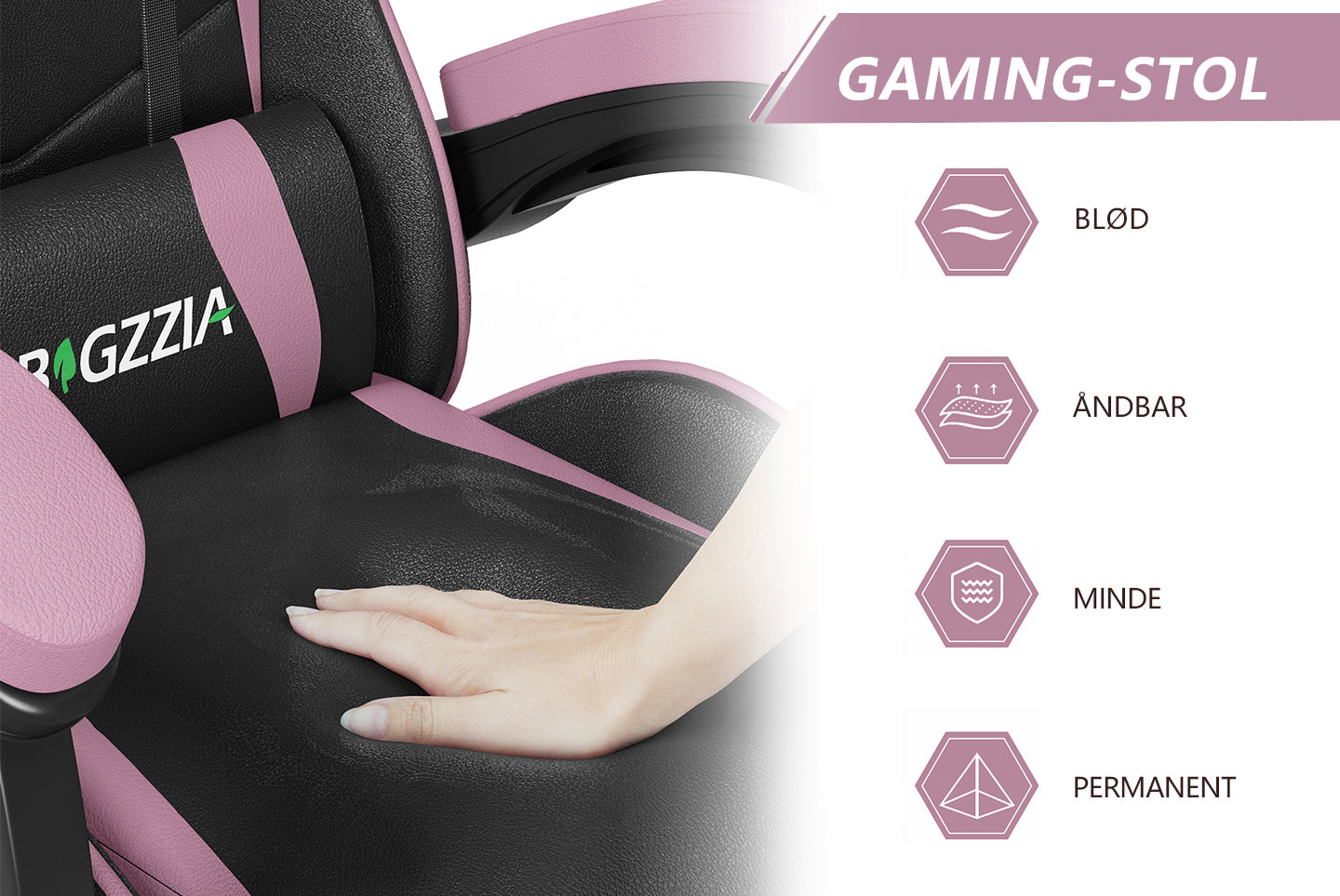 Gamingstol Ergonomisk design med nakkestøtte og lændepude Drejelig kontorstol i PU-læder til hjemmet