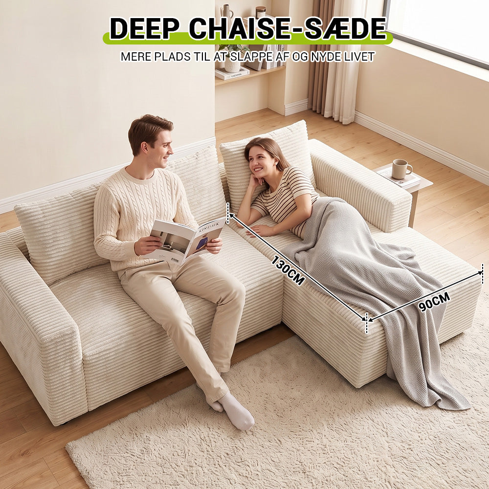 L-Formet Modulsofa Uden Ramme i Fløjl med Chaiselong, Ingen Montering Påkrævet