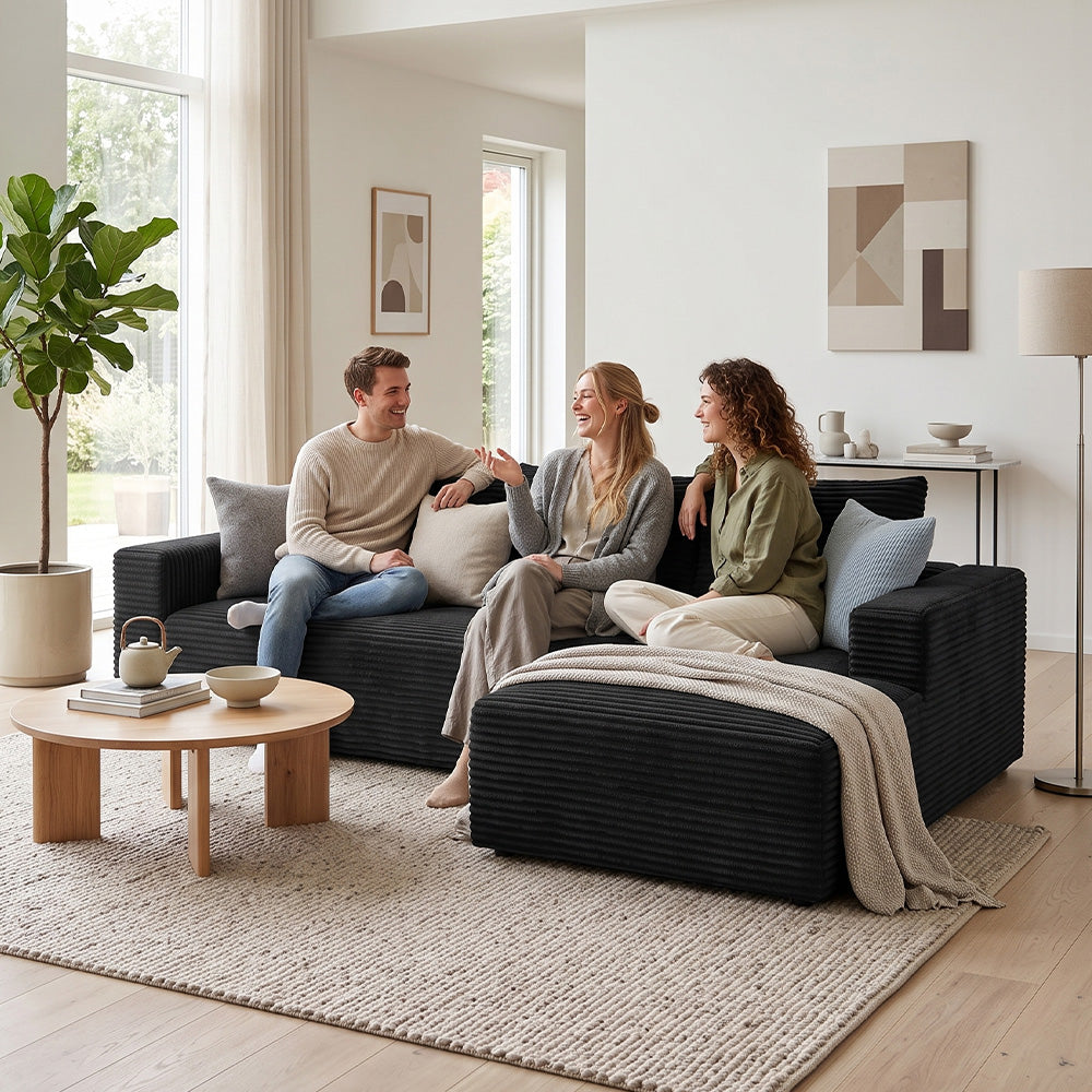 L-Formet Modulsofa Uden Ramme i Fløjl med Chaiselong, Ingen Montering Påkrævet