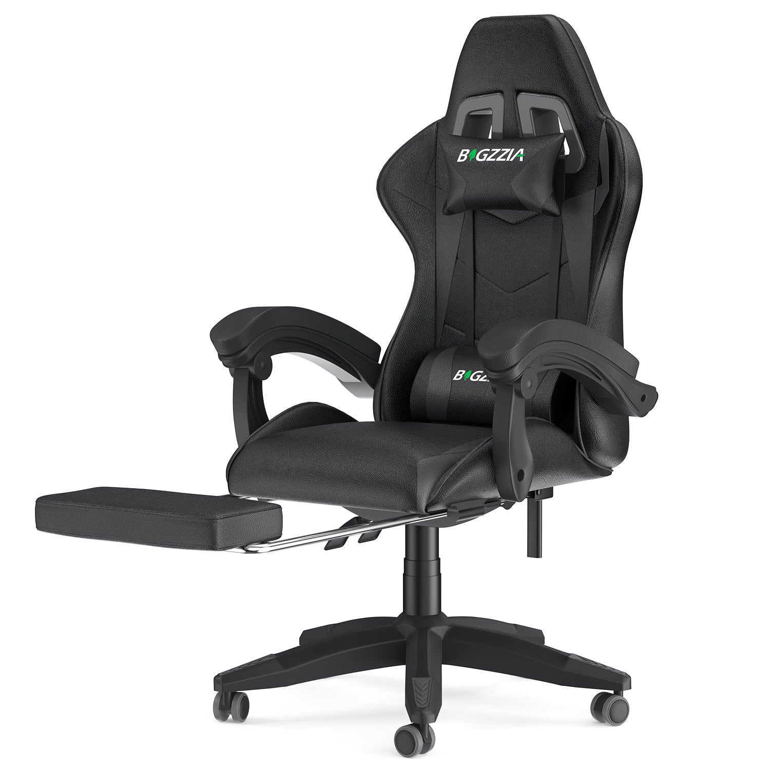 Ergonomisk gamingstol 155° tilbagelænet drejestol med nakkestøtte og lændestøtte PU-læderkontorstol