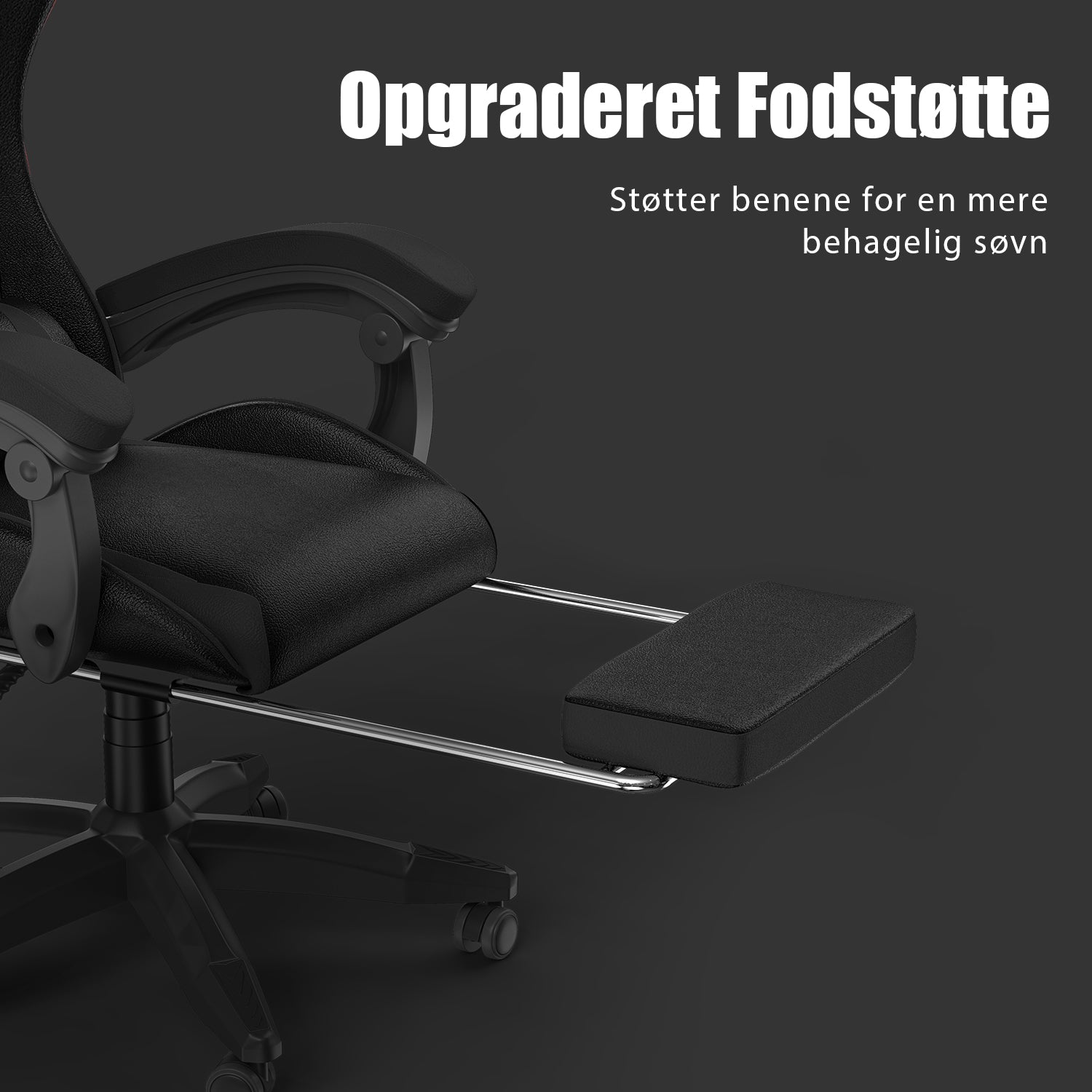 Ergonomisk gamingstol 155° tilbagelænet drejestol med nakkestøtte og lændestøtte PU-læderkontorstol