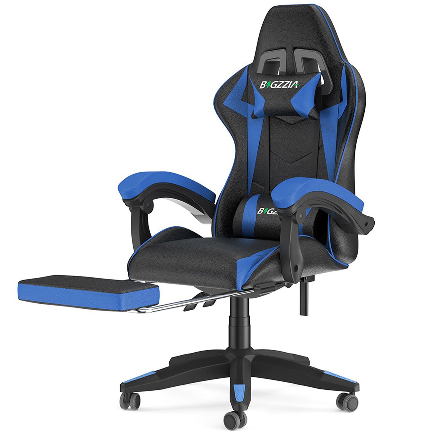 Ergonomisk gamingstol 155° tilbagelænet drejestol med nakkestøtte og lændestøtte PU-læderkontorstol