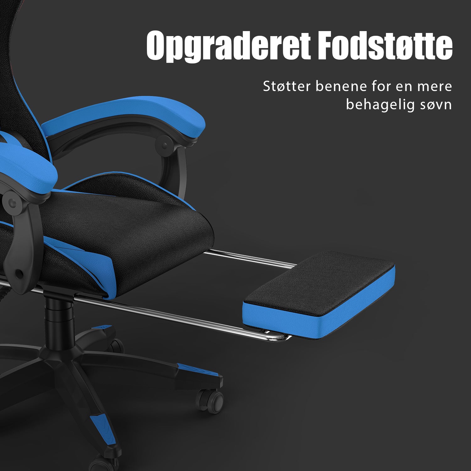 Ergonomisk gamingstol 155° tilbagelænet drejestol med nakkestøtte og lændestøtte PU-læderkontorstol