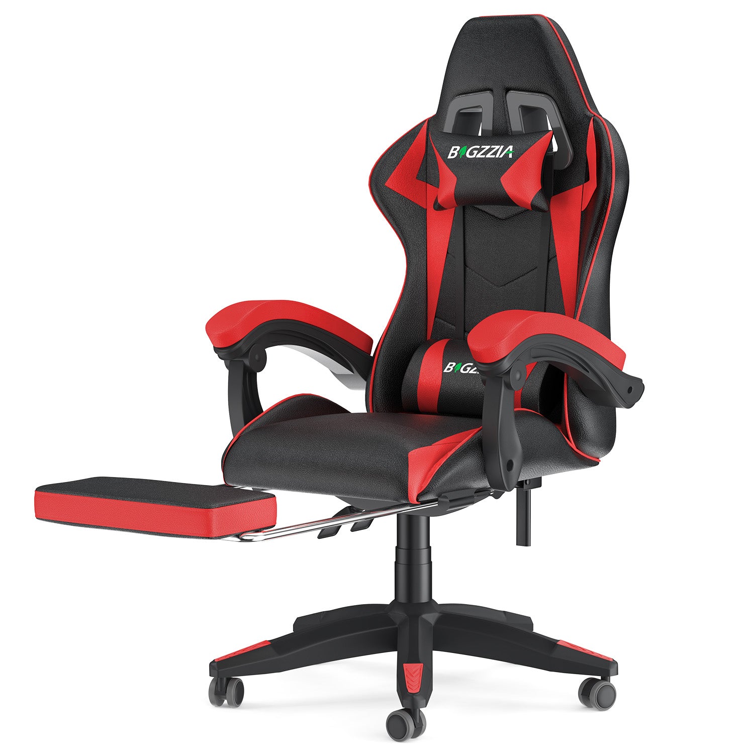 Ergonomisk gamingstol 155° tilbagelænet drejestol med nakkestøtte og lændestøtte PU-læderkontorstol