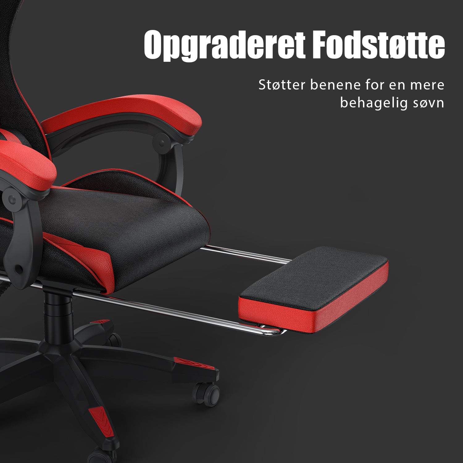 Ergonomisk gamingstol 155° tilbagelænet drejestol med nakkestøtte og lændestøtte PU-læderkontorstol