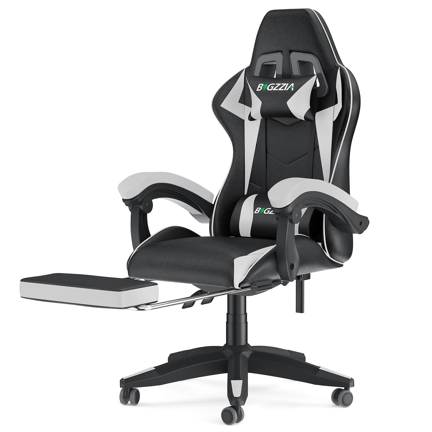 Ergonomisk gamingstol 155° tilbagelænet drejestol med nakkestøtte og lændestøtte PU-læderkontorstol