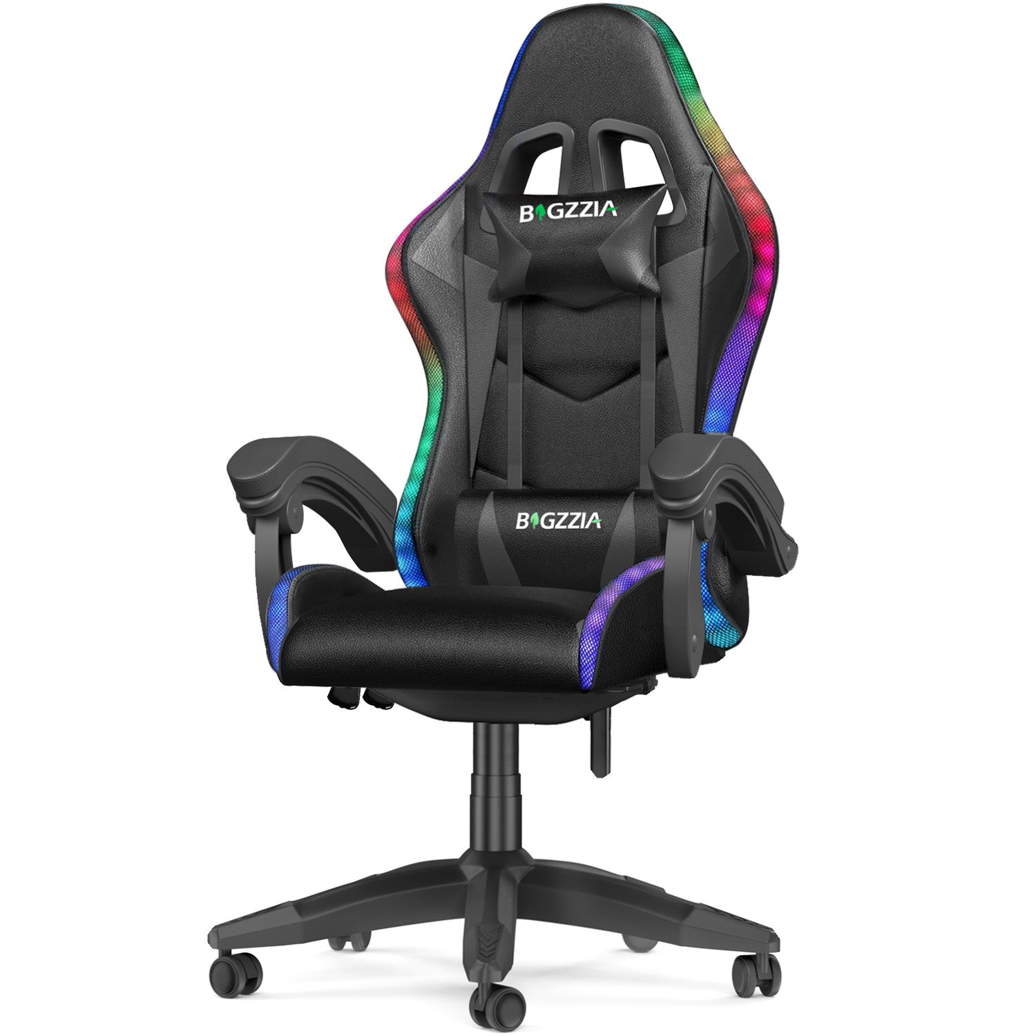Ergonomisk Spillestol med RGB LED-lys, Tilbagelænet, Nakkestøtte og Lændestøtte Racing Stil