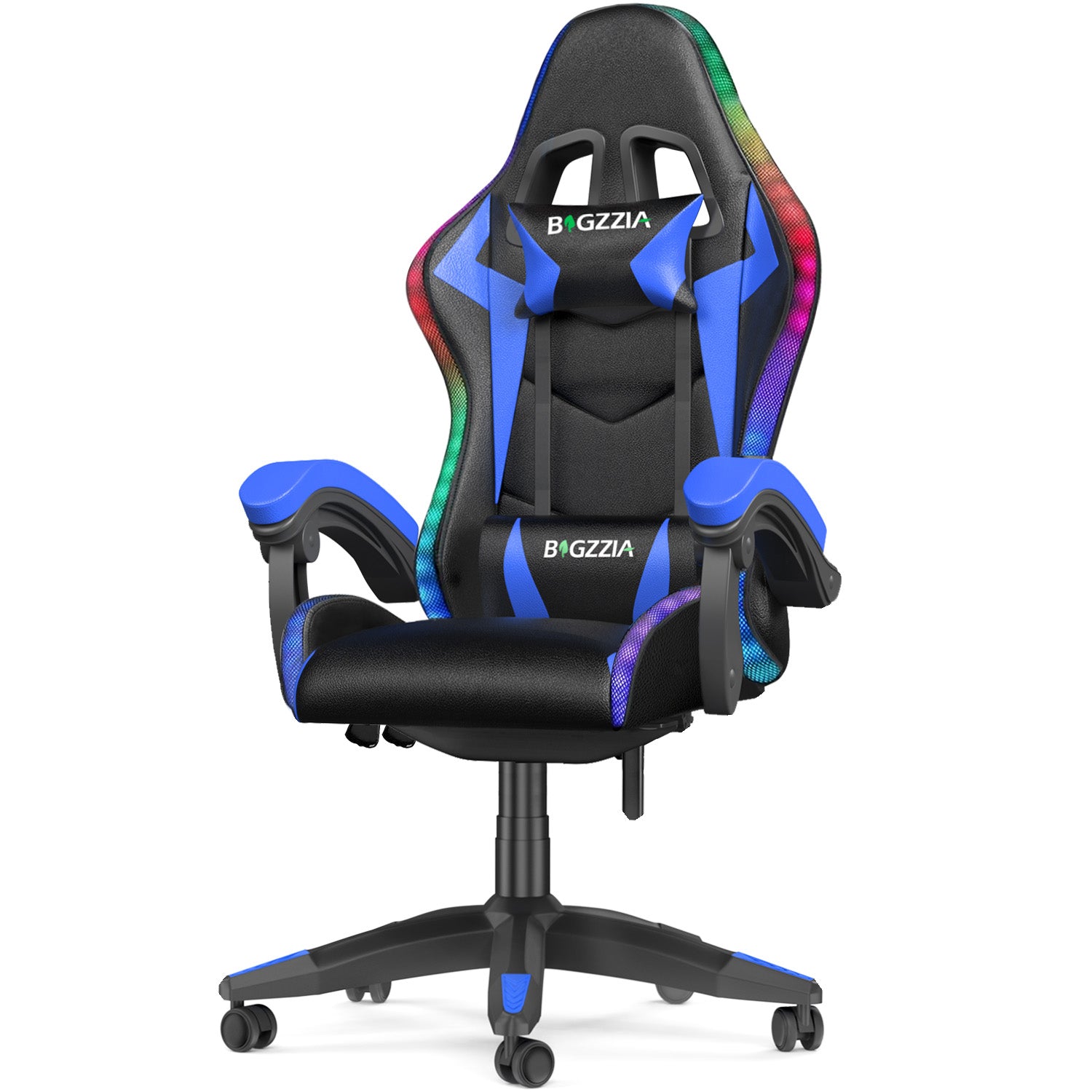 Ergonomisk Spillestol med RGB LED-lys, Tilbagelænet, Nakkestøtte og Lændestøtte Racing Stil