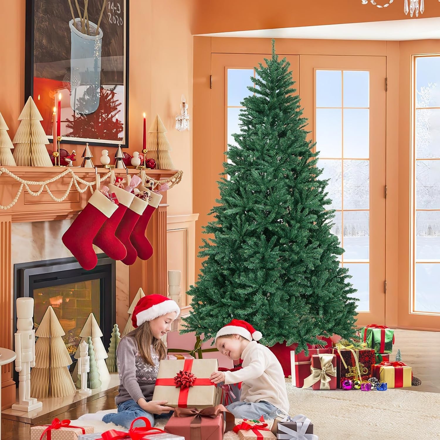 Kunstigt Juletræ, Foldbare, Flokkede Juletræer med Metalfod