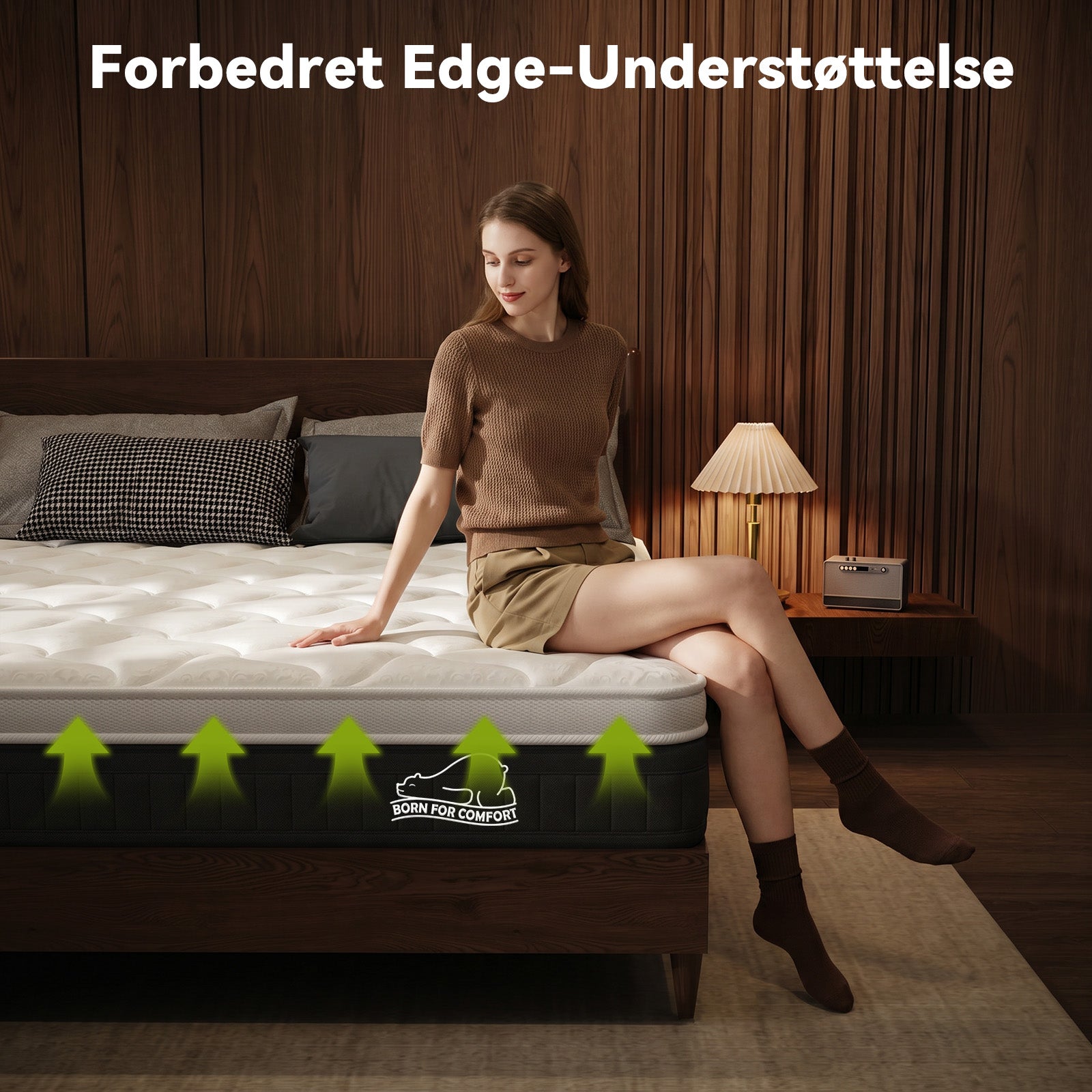 Pocket-Fjedermadras med Memory Foam, 25 cm Hybridmadrasser, Medium Fasthed, Kantstøtte