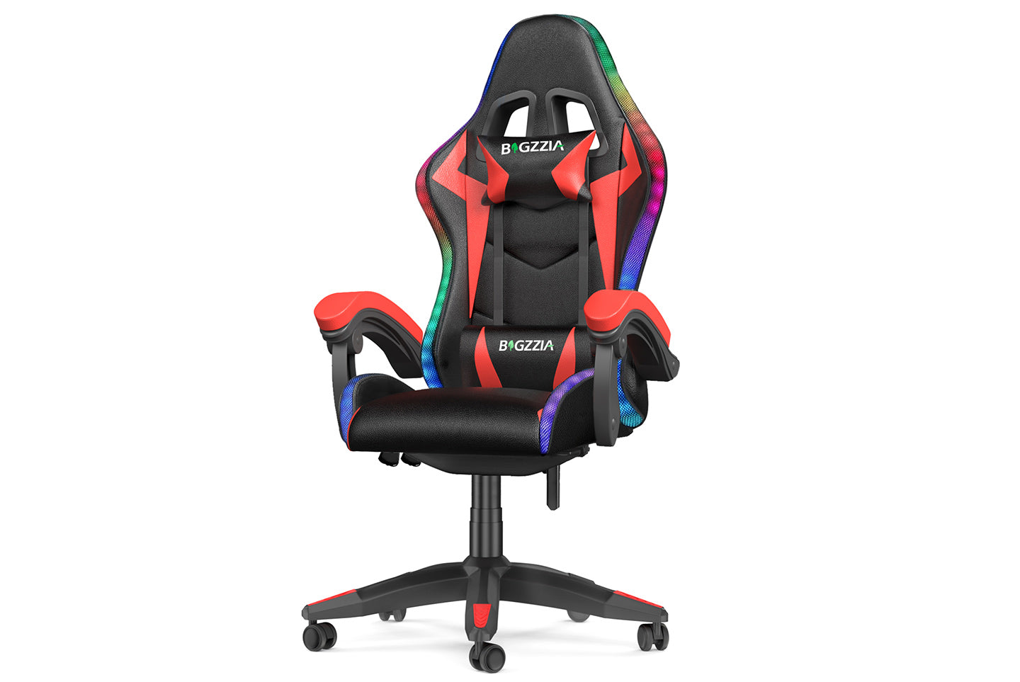 Ergonomisk Spillestol med RGB LED-lys, Tilbagelænet, Nakkestøtte og Lændestøtte Racing Stil