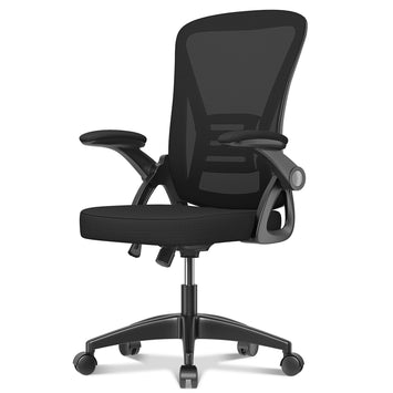 Kontorstol Ergonomisk Skrivebordsstol med 90° Opklappeligt Armlæn, Højdejusterbar Kontorstol