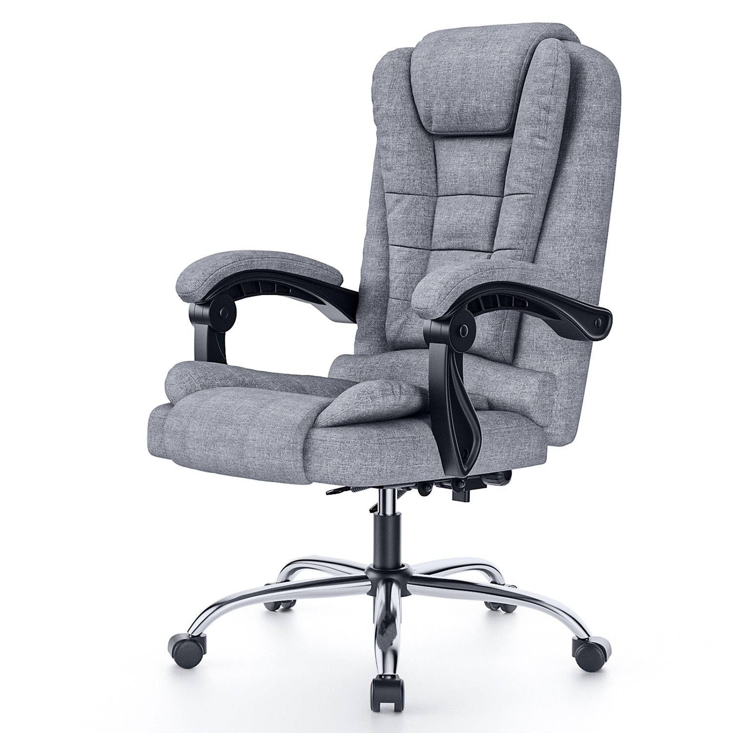 Ergonomisk kontorstol i PU-læder med høj ryg og tilbagelænet vippefunktion til hjemmekontoret