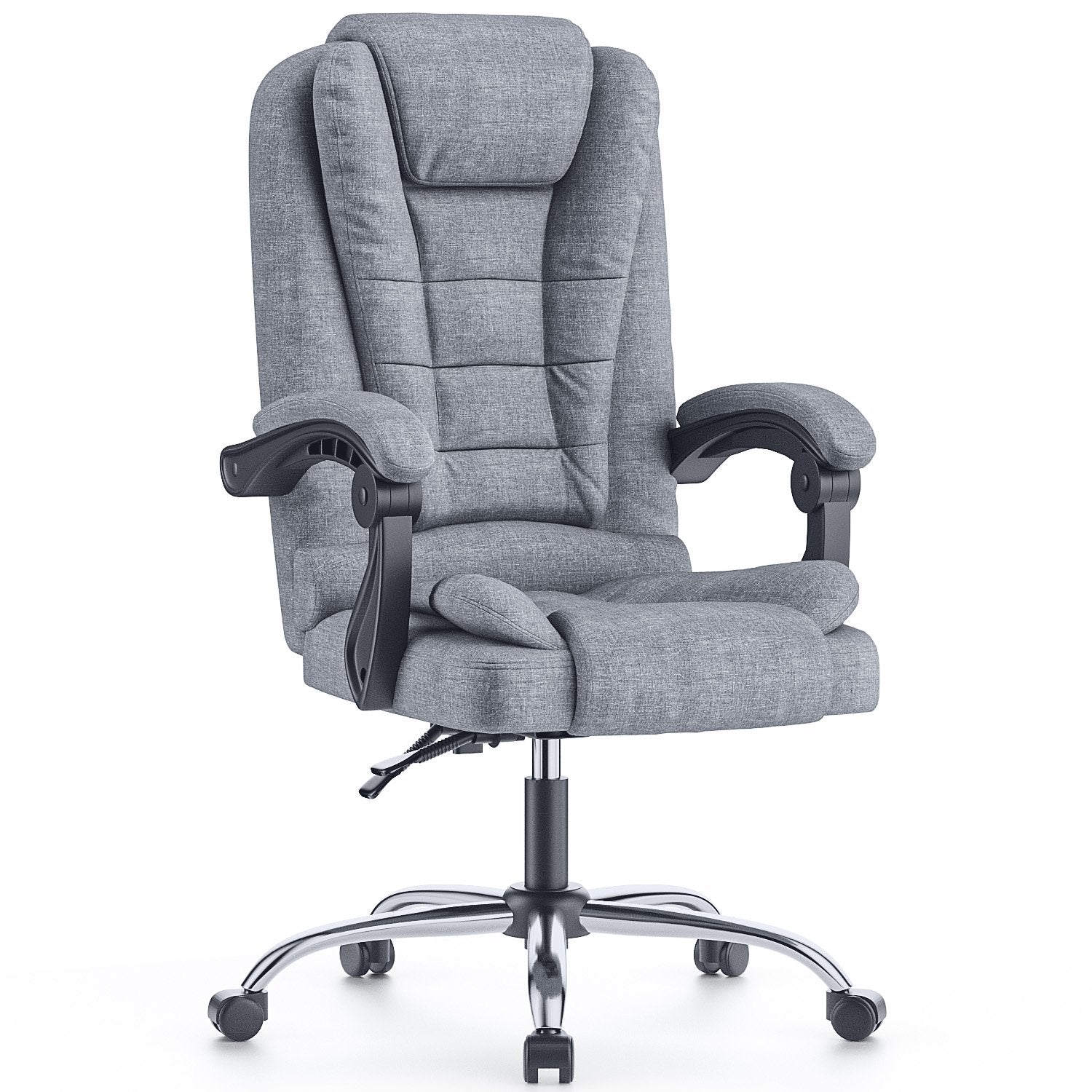 Ergonomisk kontorstol i PU-læder med høj ryg og tilbagelænet vippefunktion til hjemmekontoret