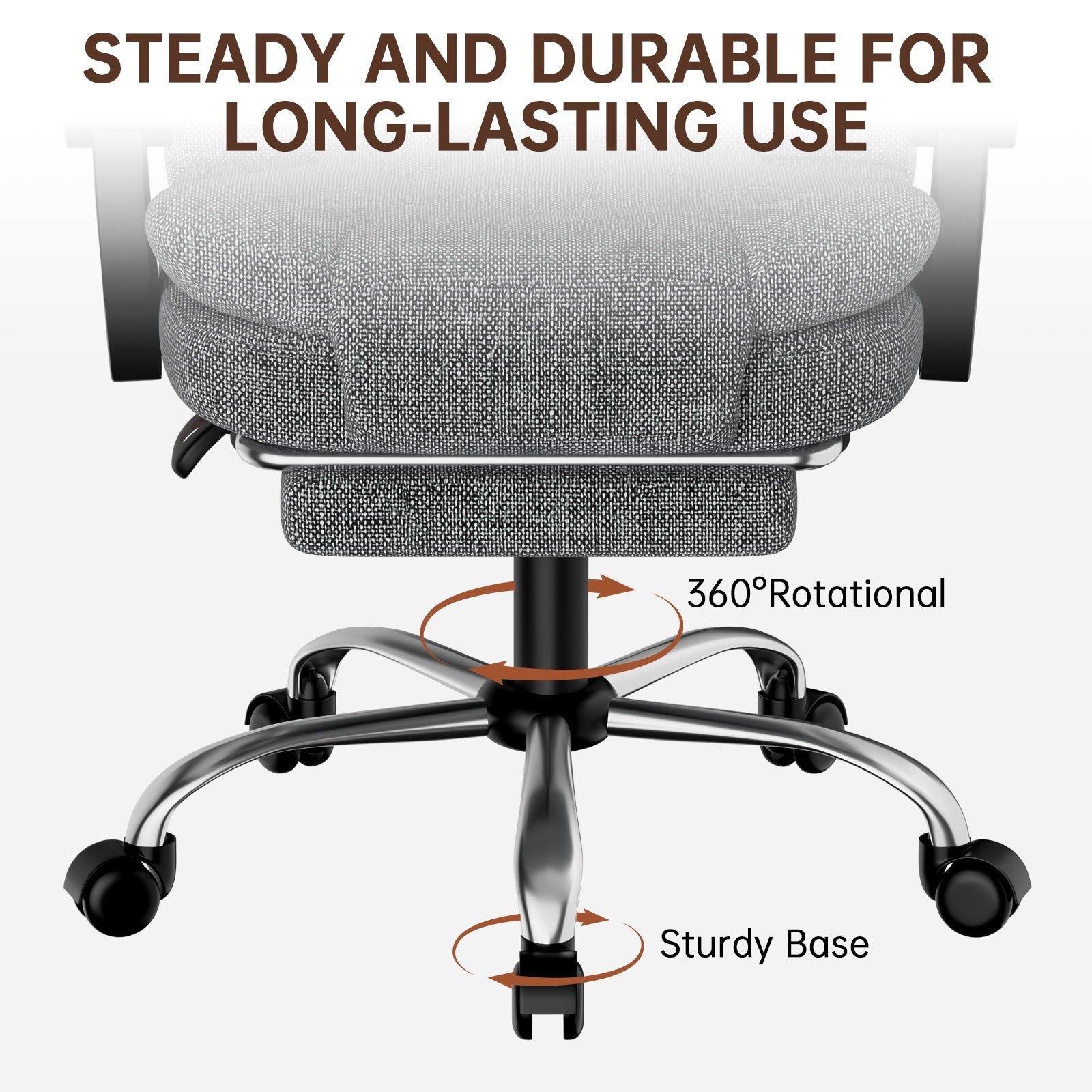 Ergonomisk kontorstol i PU-læder med høj ryg og tilbagelænet vippefunktion til hjemmekontoret