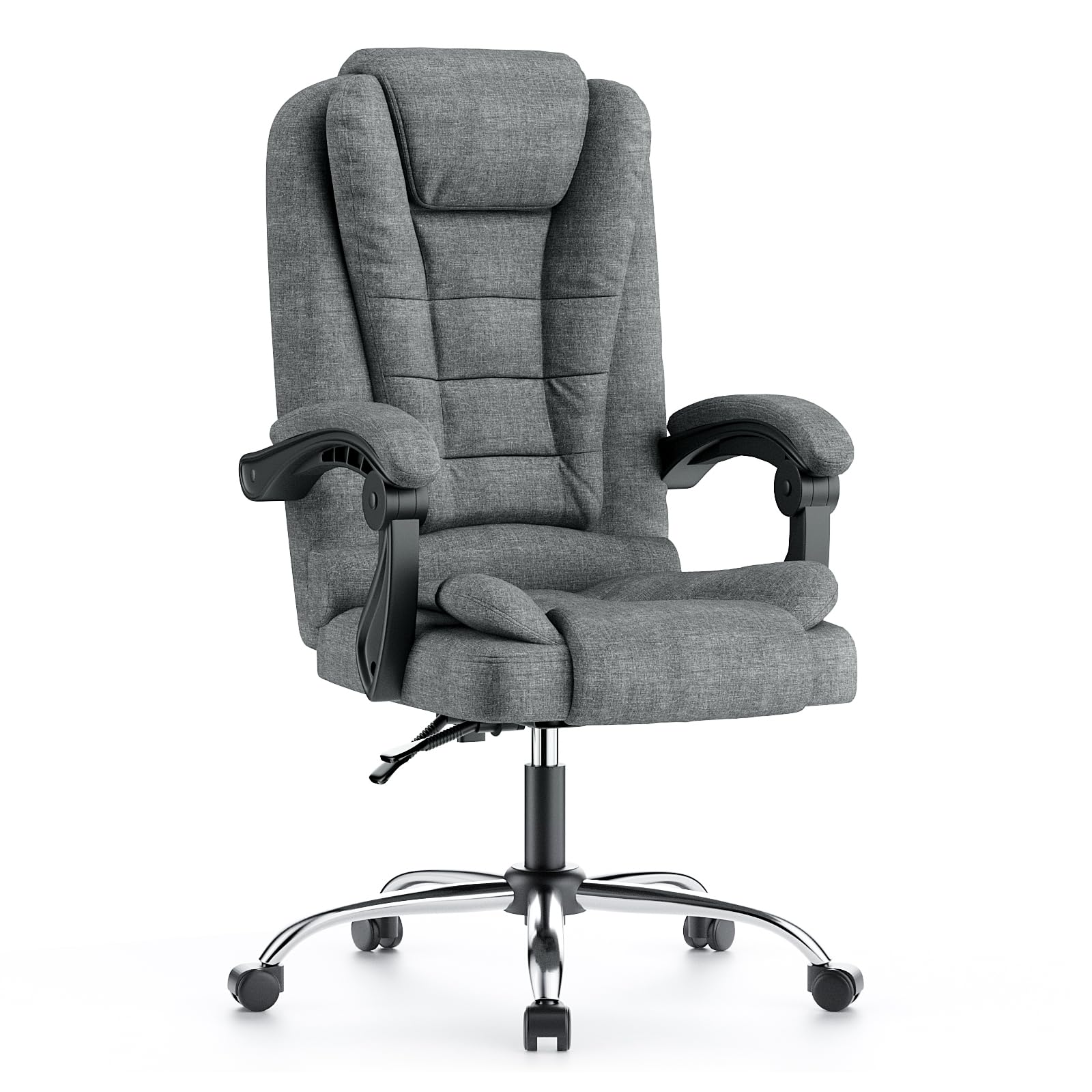 Ergonomisk kontorstol i PU-læder med høj ryg og tilbagelænet vippefunktion til hjemmekontoret