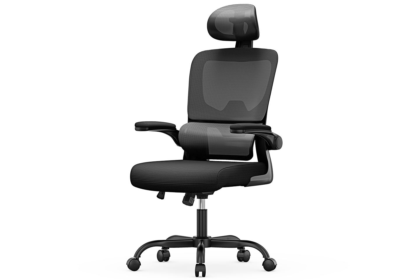 Kontorstol Ergonomisk skrivebordsstol, drejelig computerstol med polstret sædepude til hjemmet/kontoret