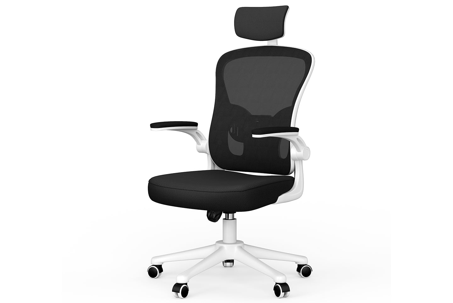 Kontorstol Ergonomisk skrivebordsstol, drejelig computerstol med polstret sædepude til hjemmet/kontoret