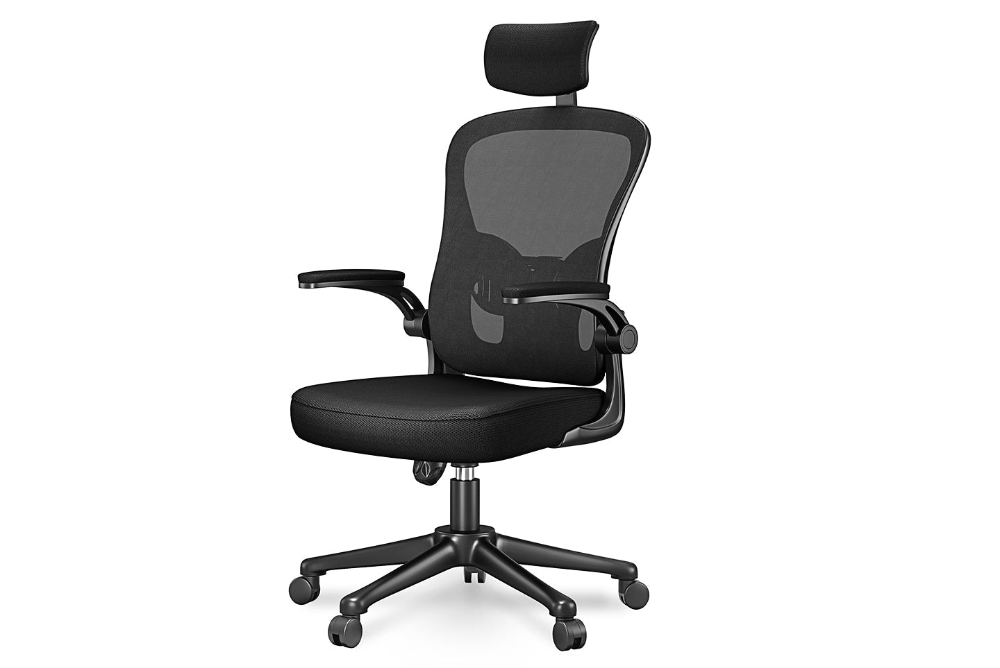Kontorstol Ergonomisk skrivebordsstol, drejelig computerstol med polstret sædepude til hjemmet/kontoret